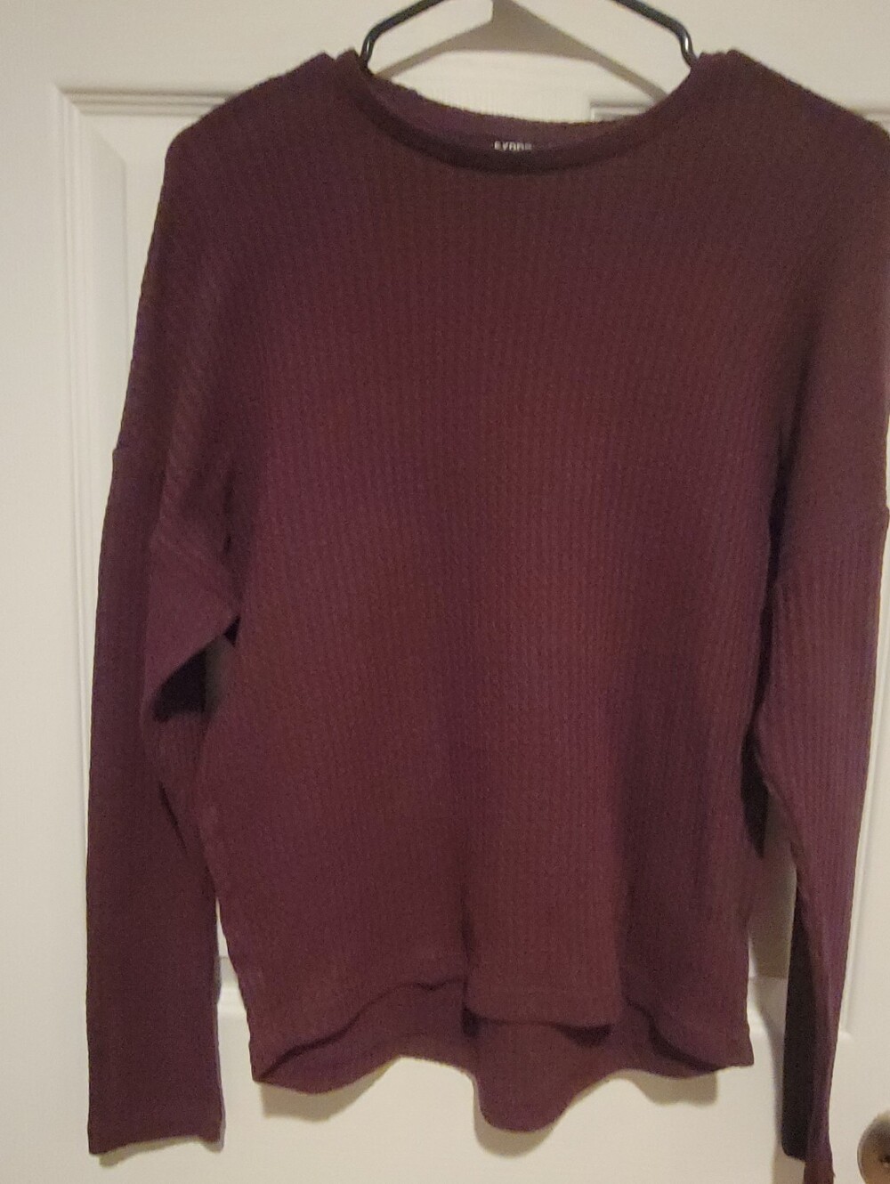 Express Waffle-Knit Crewneck Sweater - Burgundy